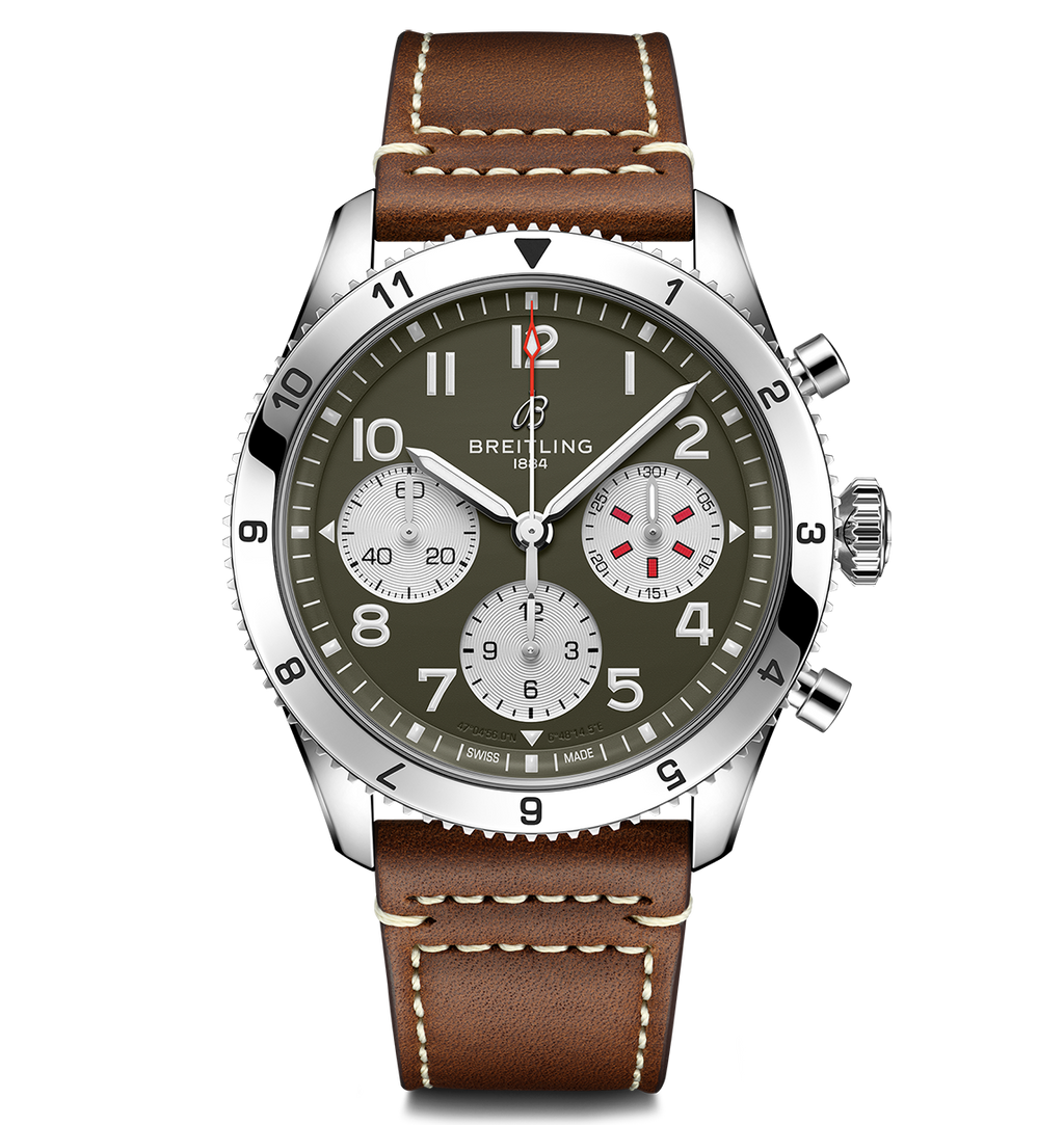 Breitling Classic AVI Chronograph 42 Curtiss Warhawk Watch with Green Dial