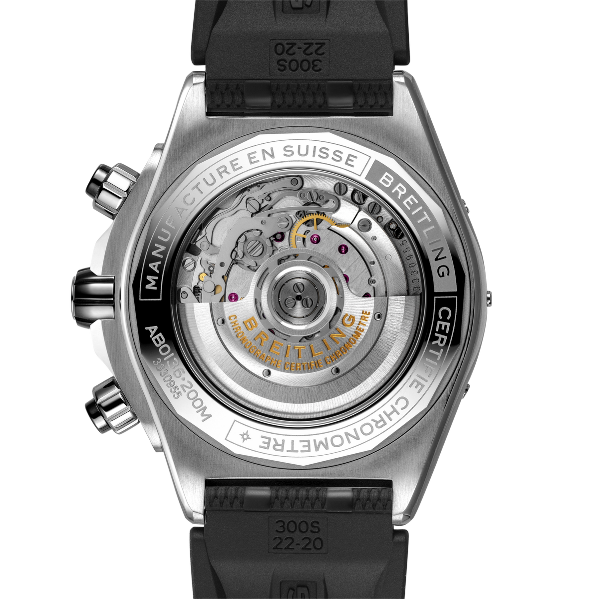 Breitling Super Chronomat B01 44 Black Rubber Strap