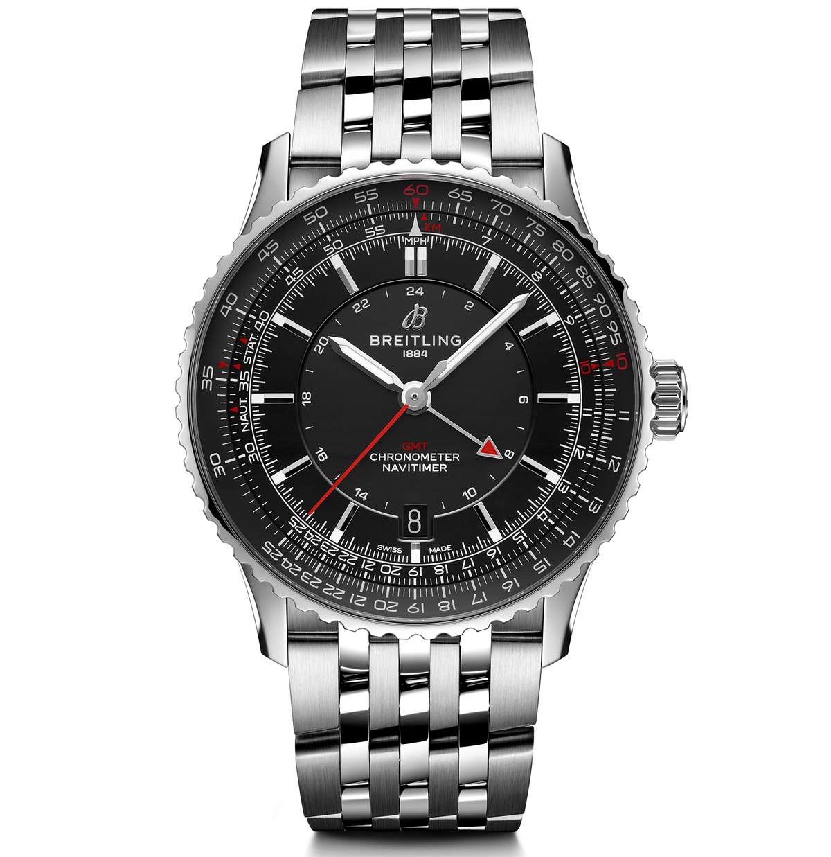 Breitling Navitimer Automatic GMT 41 Watch with Black Dial