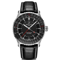 Breitling Navitimer Automatic GMT 41 Watch with Black Leather Strap