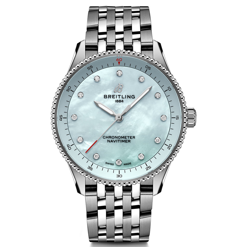 Breitling Navitimer Quartz 32mm Watch with Blue Mother-of-Pearl Dial