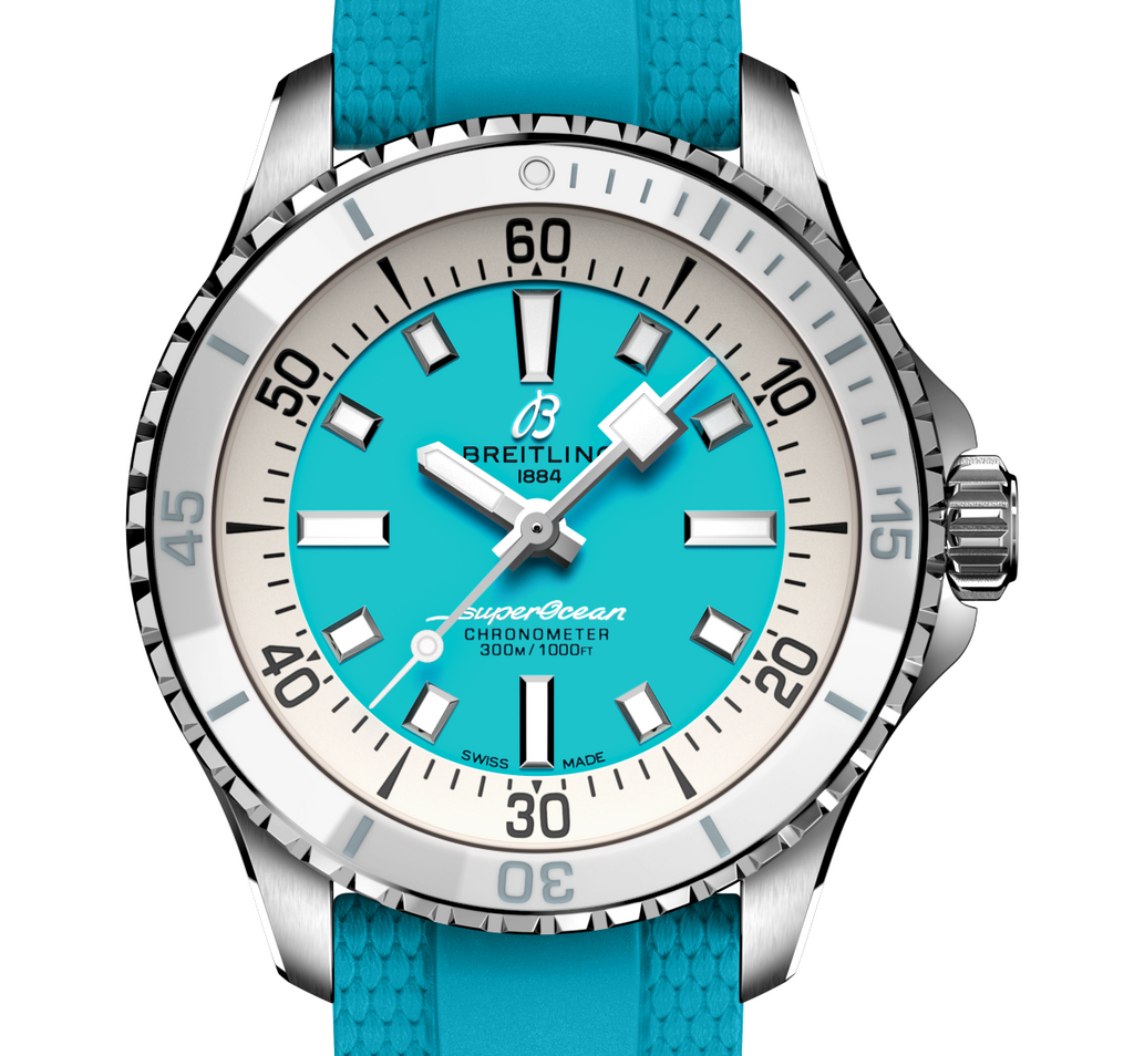 Breitling Superocean Turquoise on Rubber Watch, 36mm