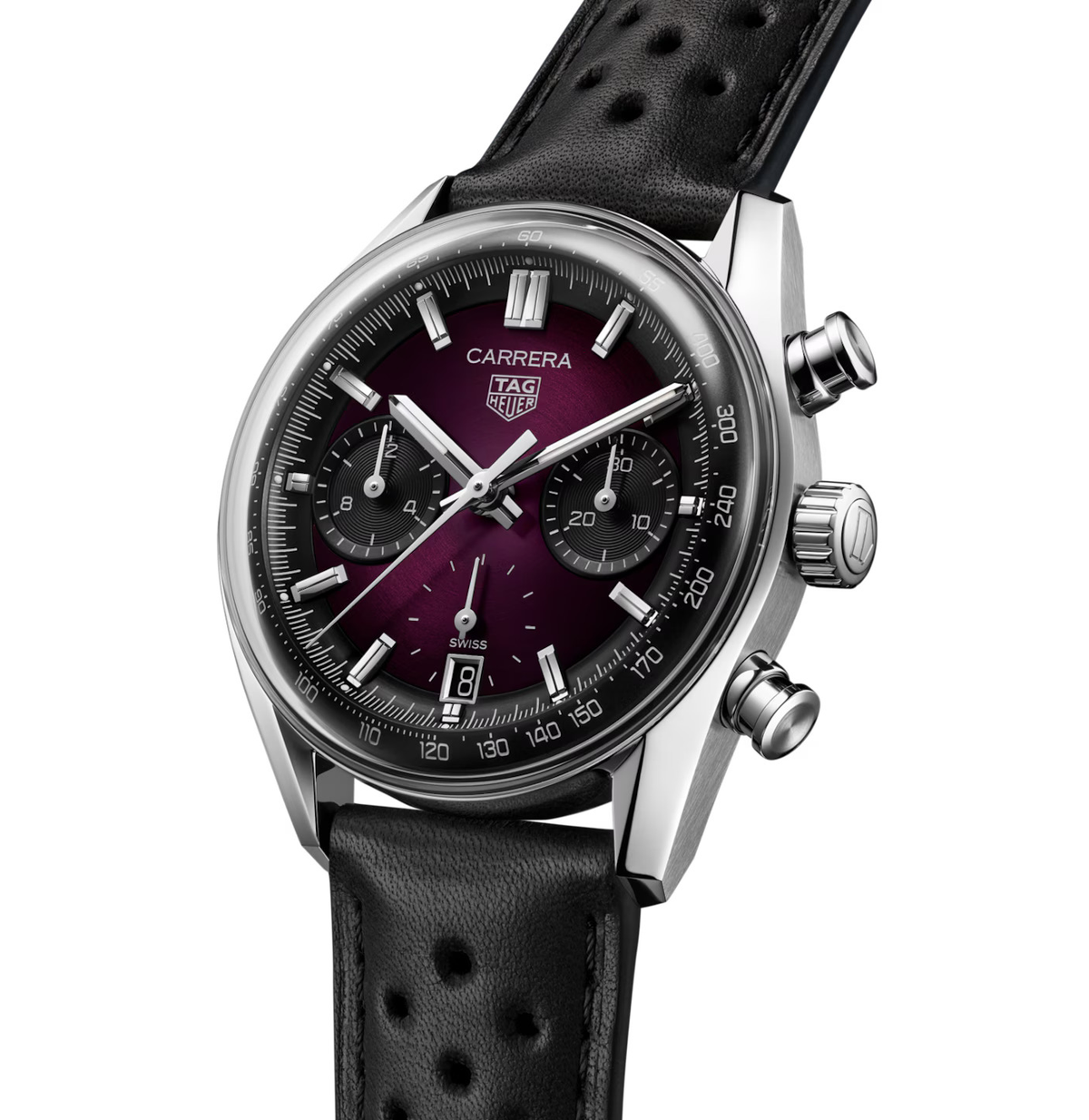 TAG Heuer Carrera Chronograph Watch with Black Leather Strap