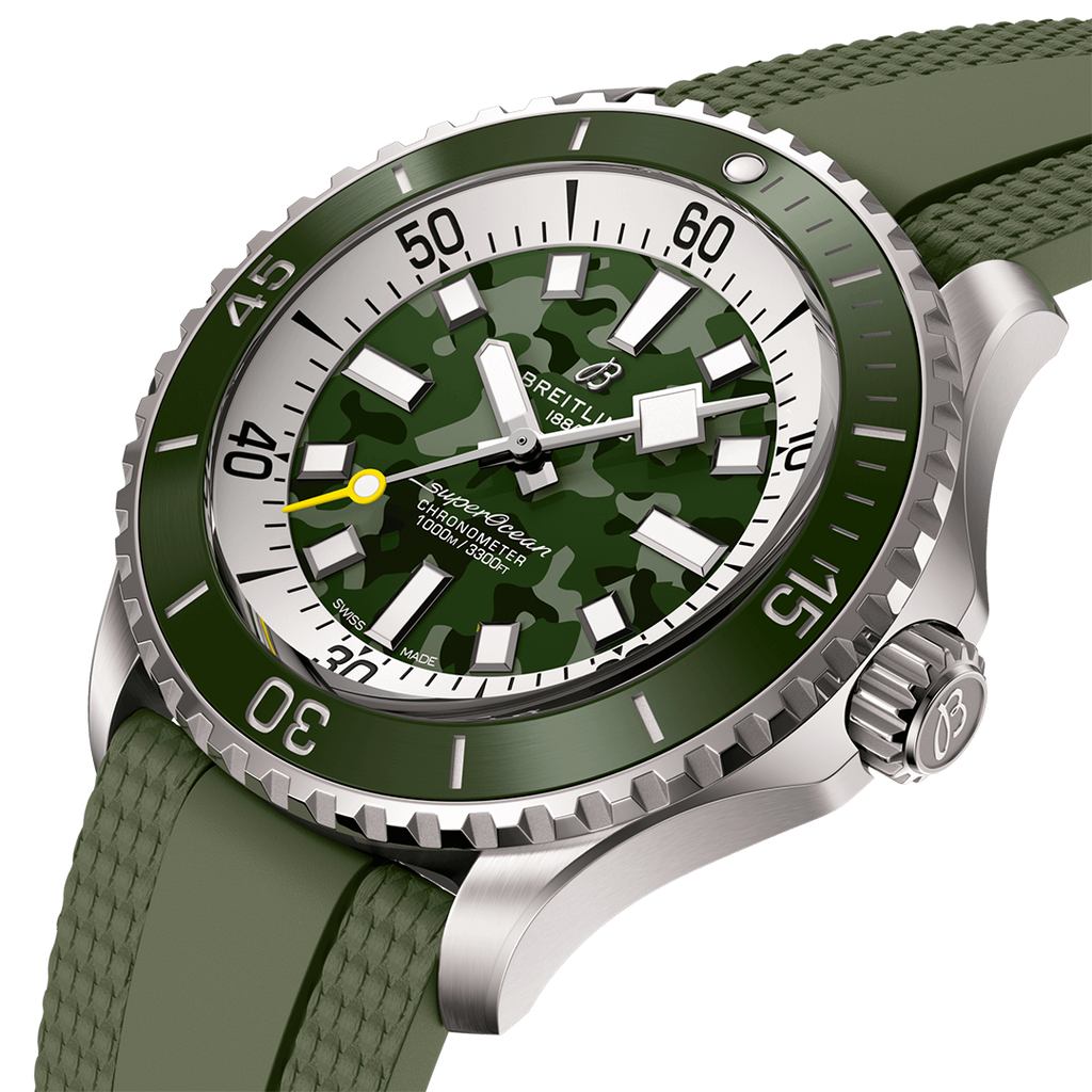 Breitling Superocean Automatic 46 Super Diver Watch with Green Camo Dial