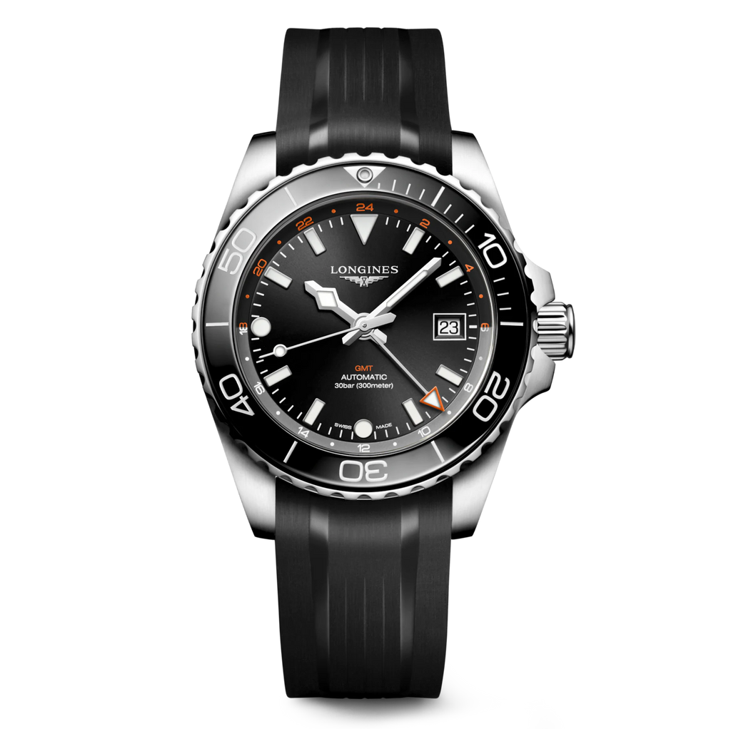 Longines HydroConquest GMT 41mm Watch with Sunray Black Dial