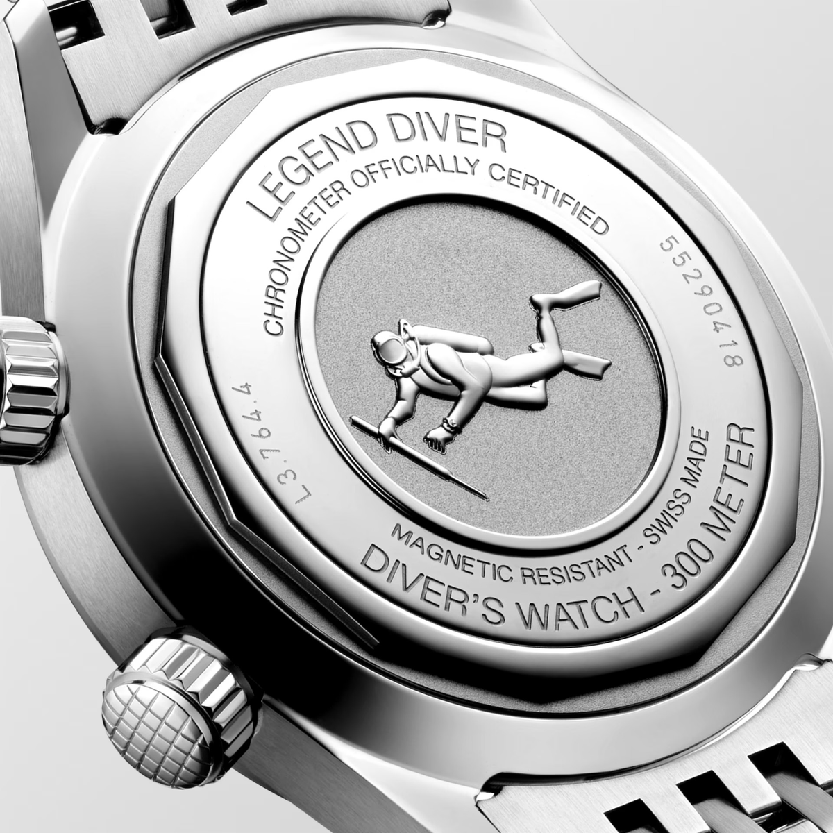 Longines Legend Diver 39mm Watch with Stainless Steel Bracelet