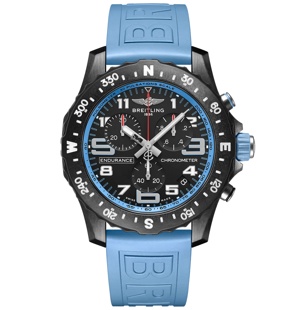 Breitling Professional Endurance Pro 44 Watch with Light Blue Rubber Strap