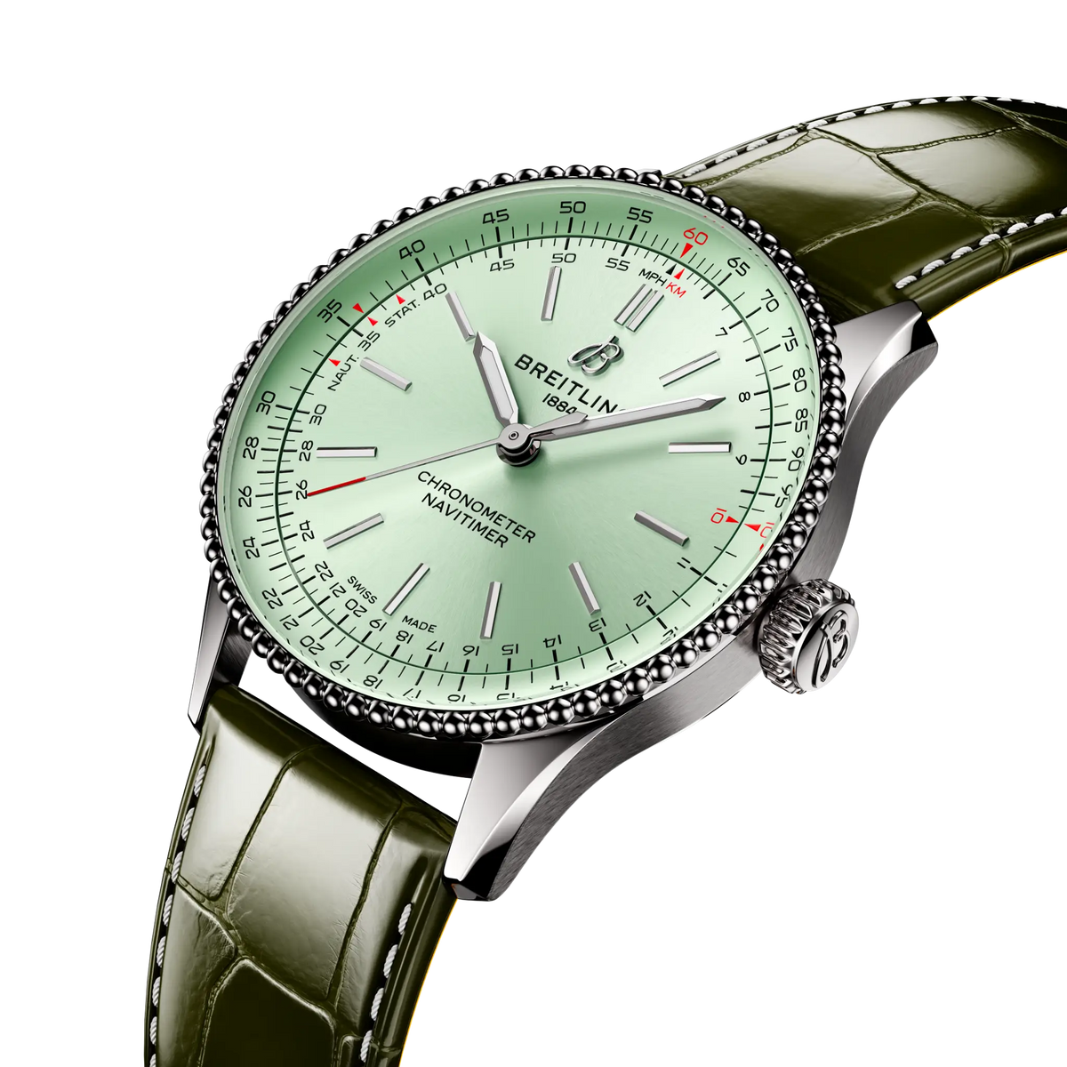 Breitling Navitimer Automatic 36 Watch with Green Leather Strap