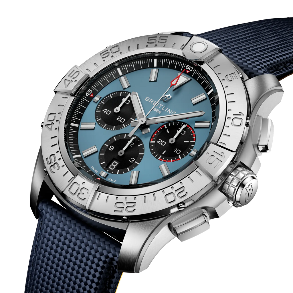Breitling Super Avenger B01 Chronograph 46 Watch with Blue Leather Strap