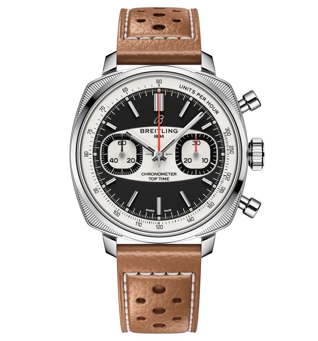 Breitling Top Time B01 Racing 38 Watch with Beige Leather Strap, Limited Edition