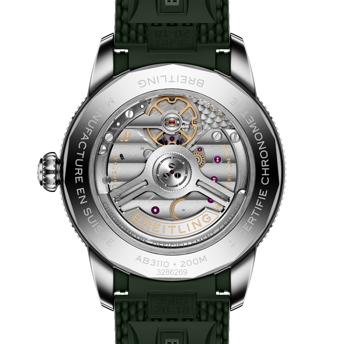 Breitling Superocean Heritage B31 Automatic 40 Watch with Green Mesh Rubber Strap
