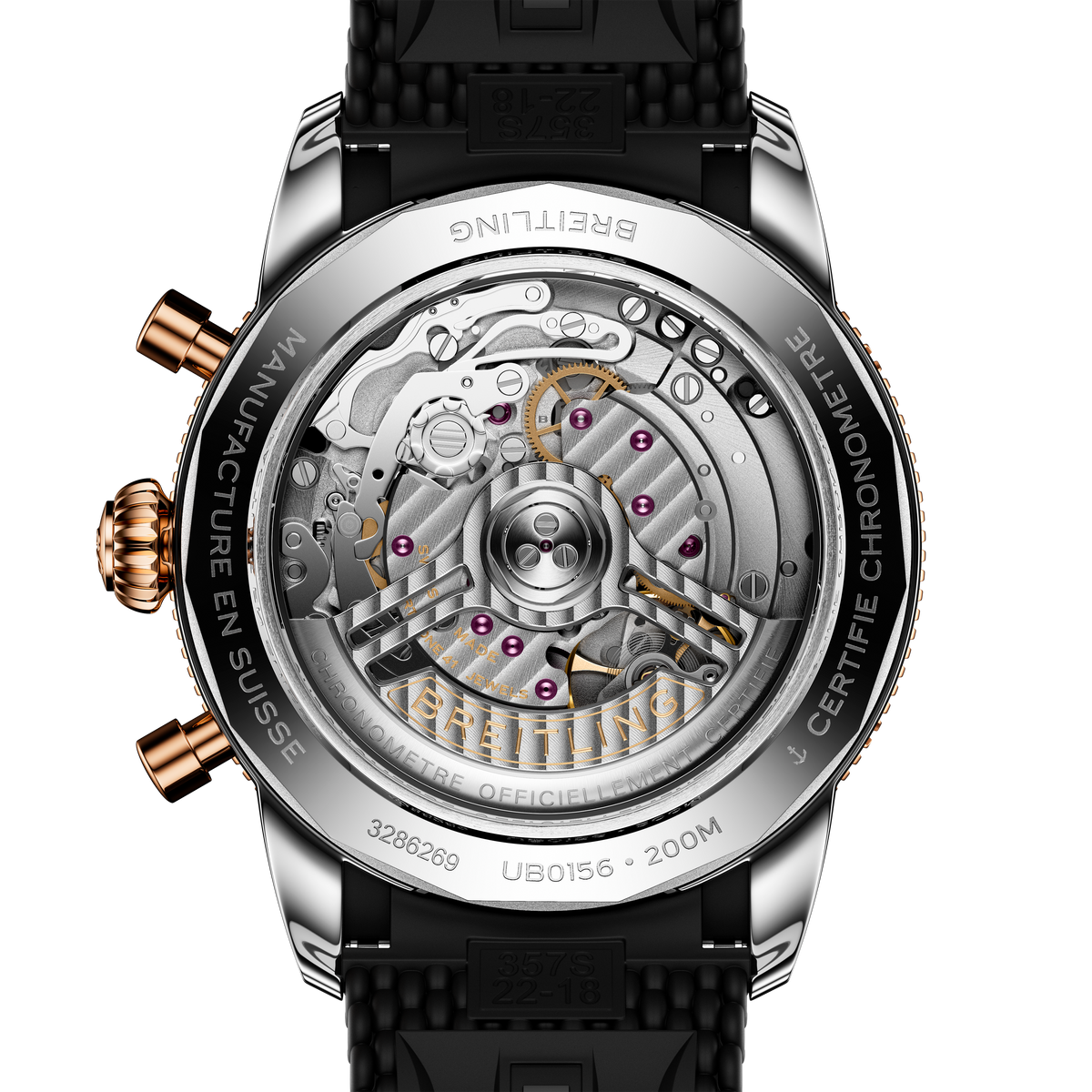 Breitling Superocean Heritage B01 Chronograph 42 Watch with Black Mesh Rubber Strap
