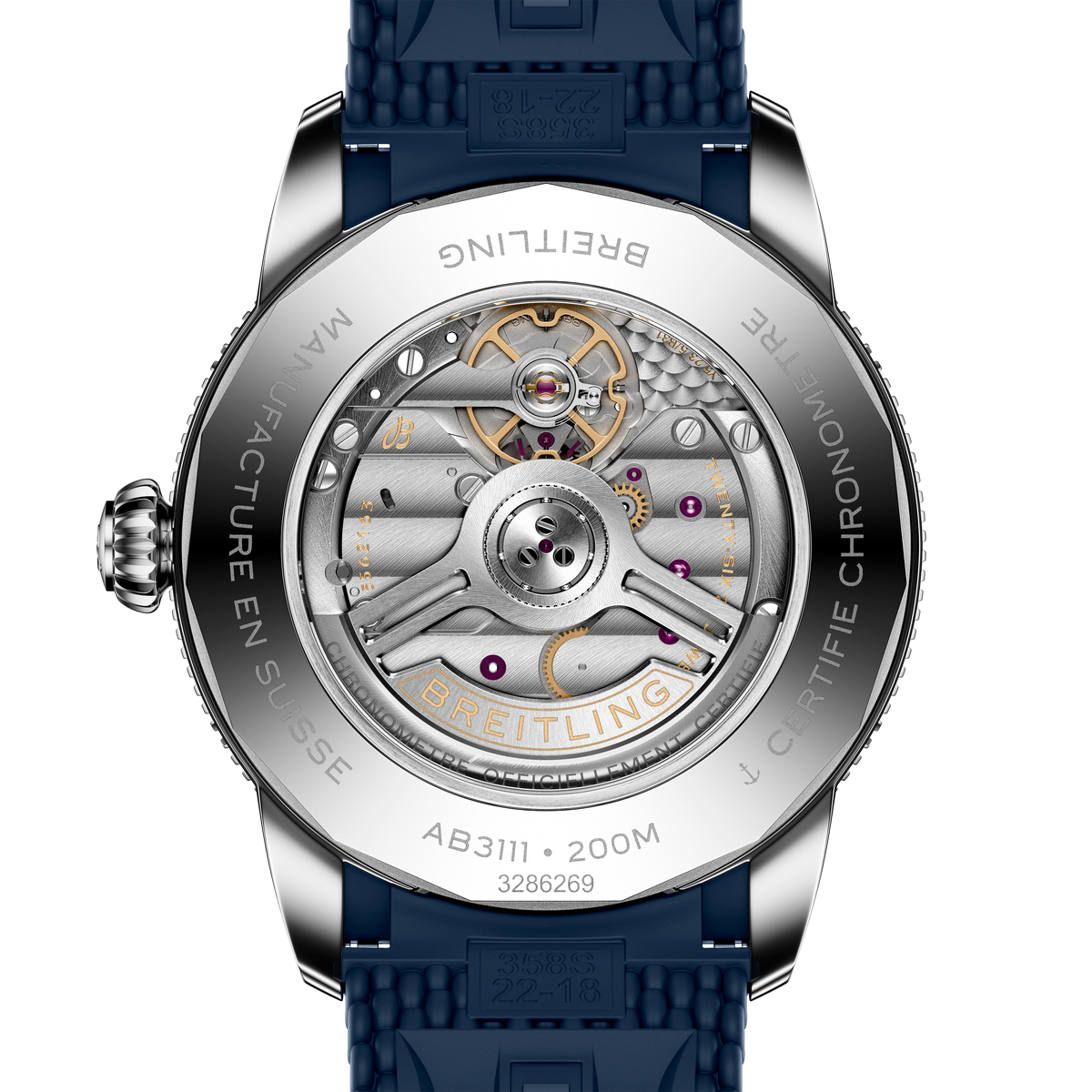 Breitling Superocean Heritage B31 Automatic 42 Watch with Blue Mesh Rubber Strap