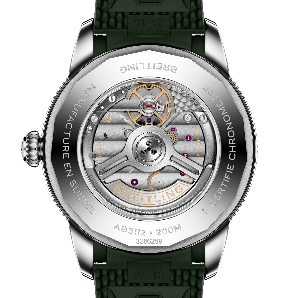 Breitling Superocean Heritage B31 Automatic 44 Watch with Green Mesh Rubber Strap