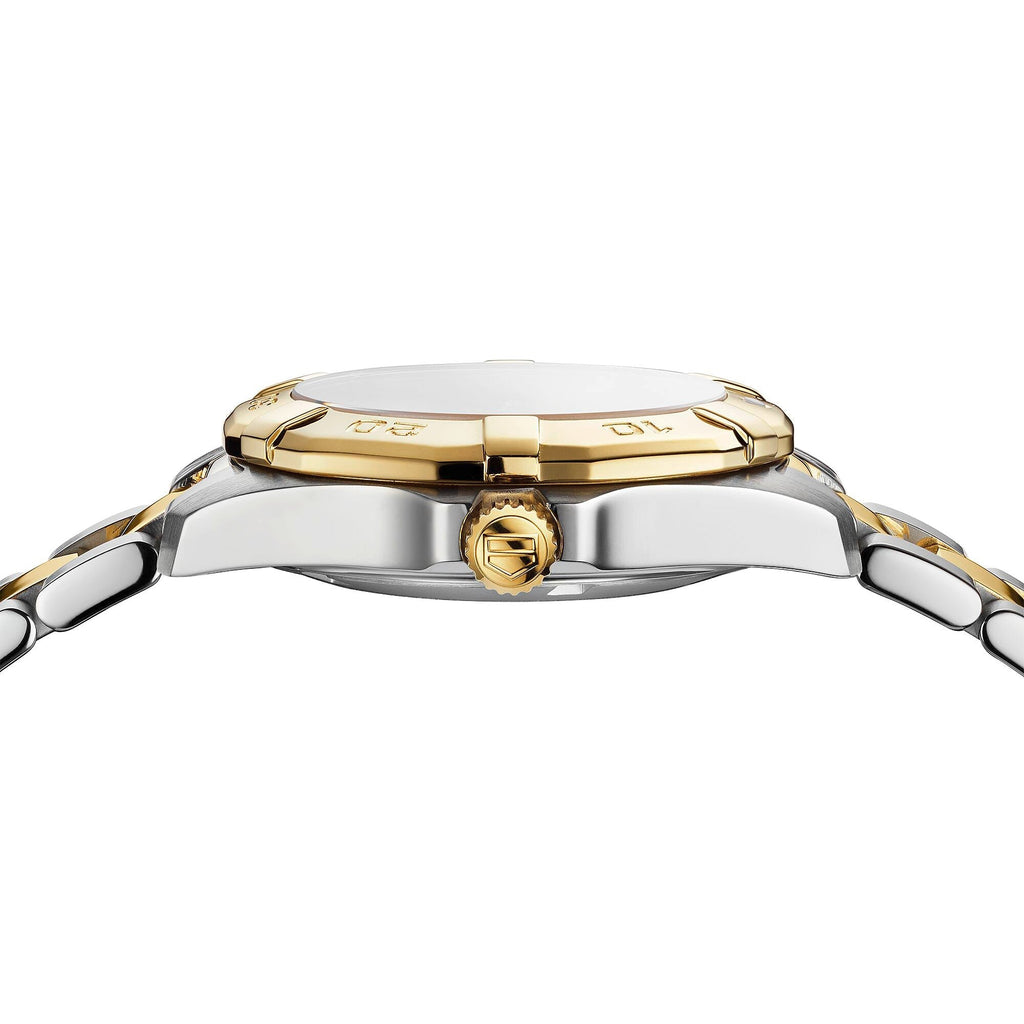 TAG Heuer Aquaracer Ladies' Quartz Movement Mother-of-Pearl Dial and Yellow Gold Bezel Watch