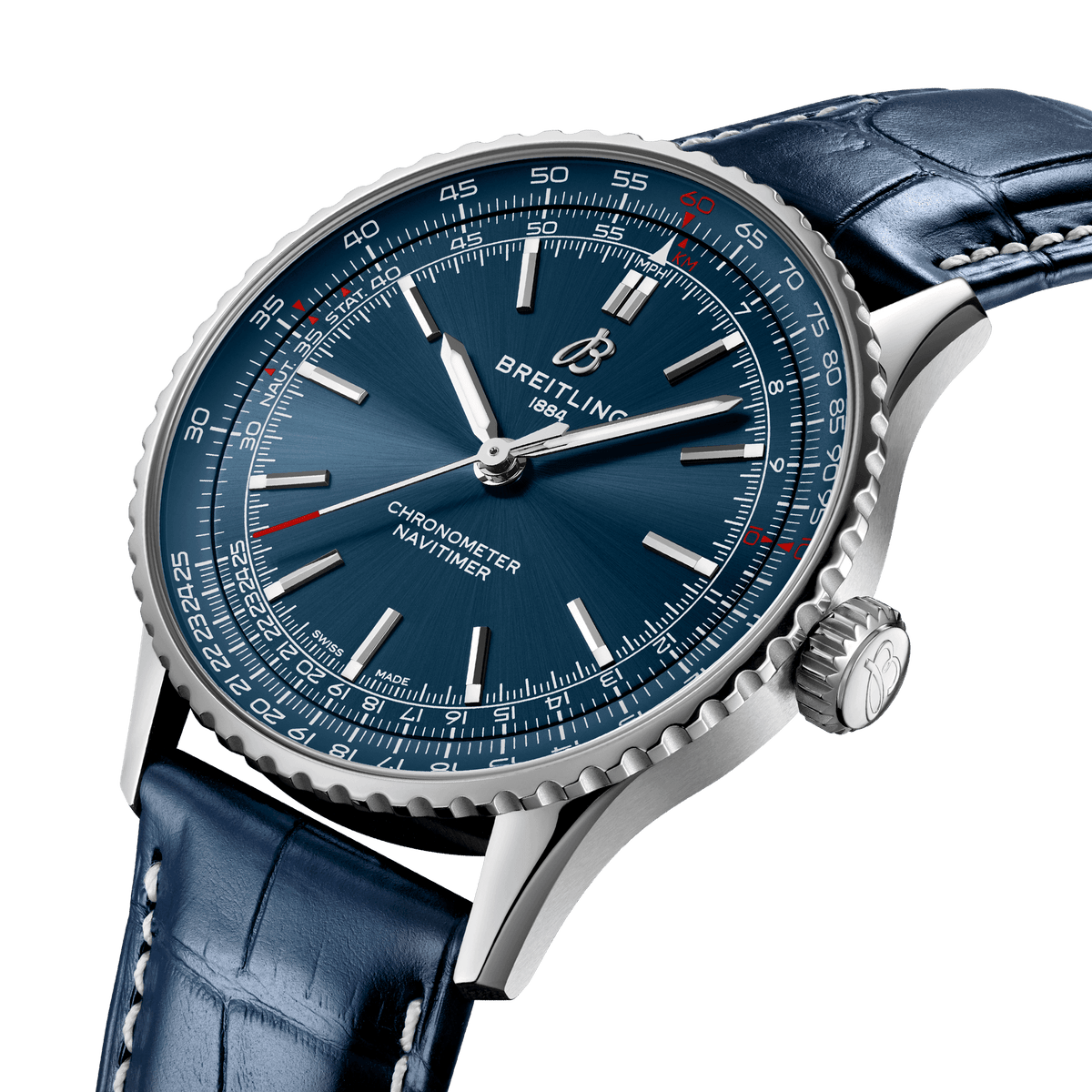 Breitling Navitimer Automatic 41 Watch with Navy Leather Strap