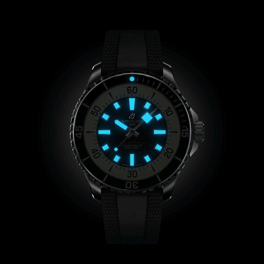 Breitling Superocean Black on Rubber Watch, 44mm
