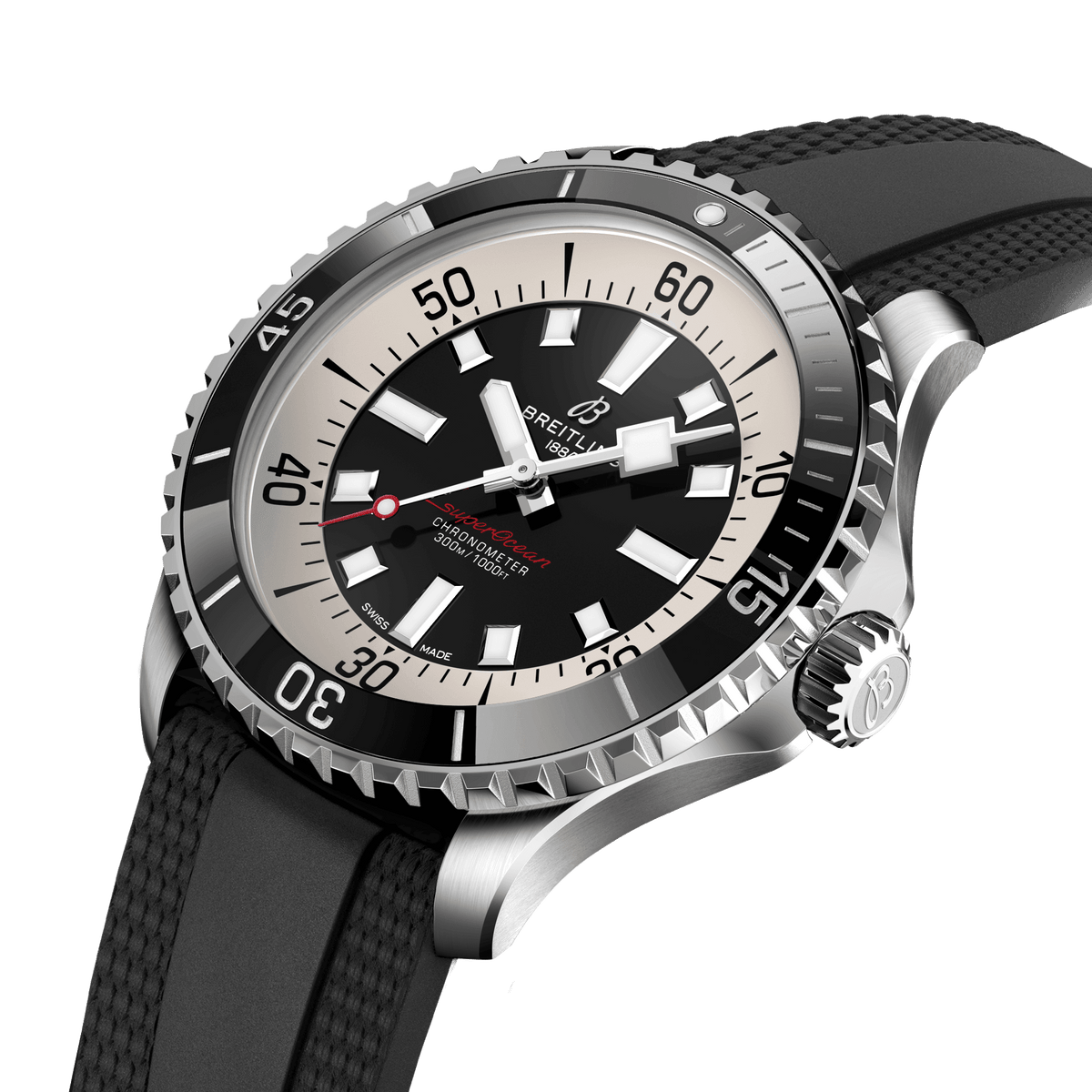 Breitling Superocean Black on Rubber Watch, 44mm