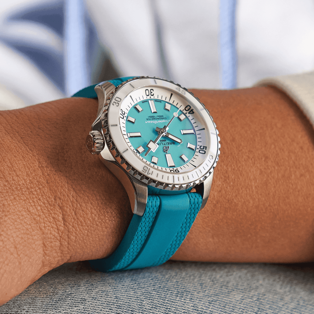 Breitling Superocean Turquoise on Rubber Watch, 36mm