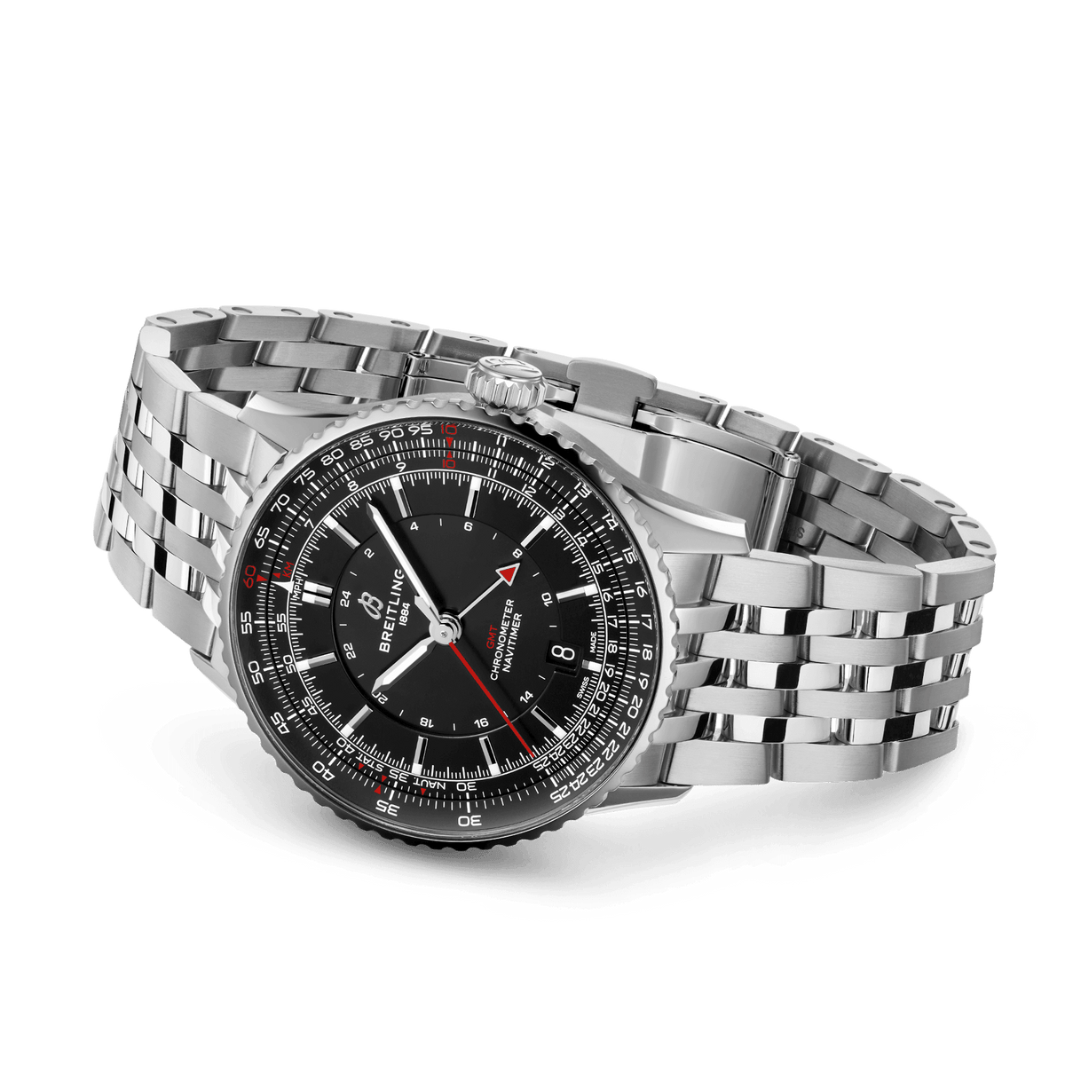 Breitling Navitimer Automatic GMT 41 Watch with Black Dial