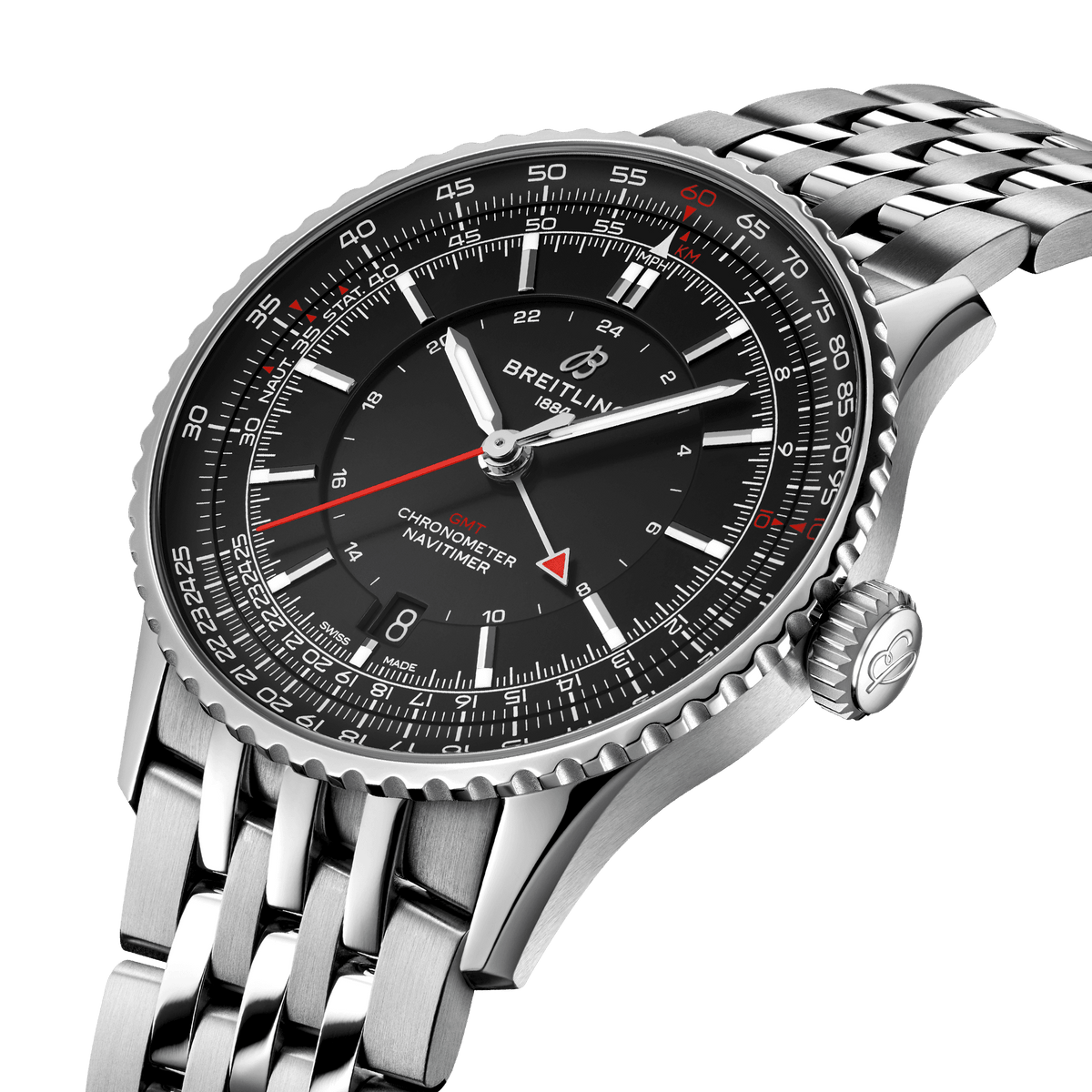 Breitling Navitimer Automatic GMT 41 Watch with Black Dial
