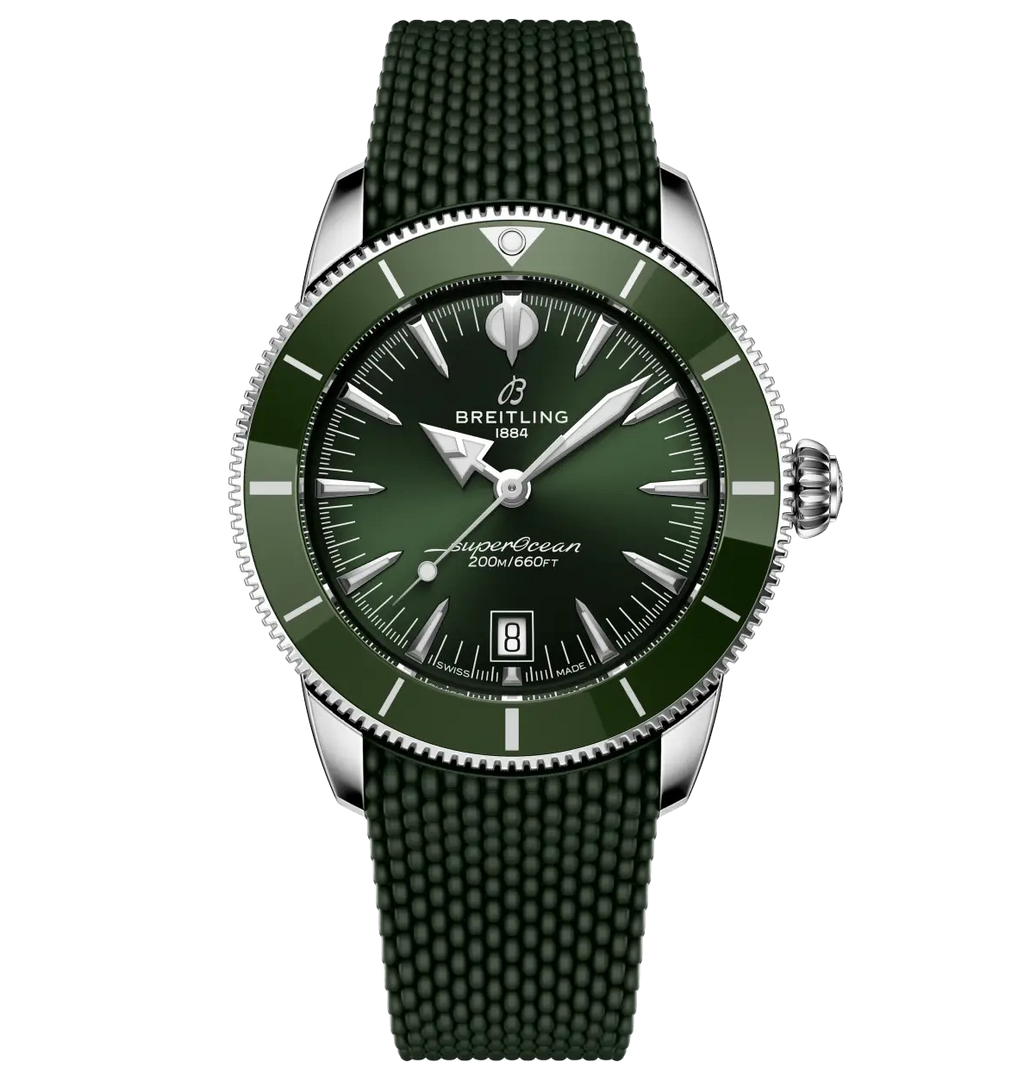 Breitling Superocean Heritage B31 Automatic 42 Watch with Green Rubber Strap