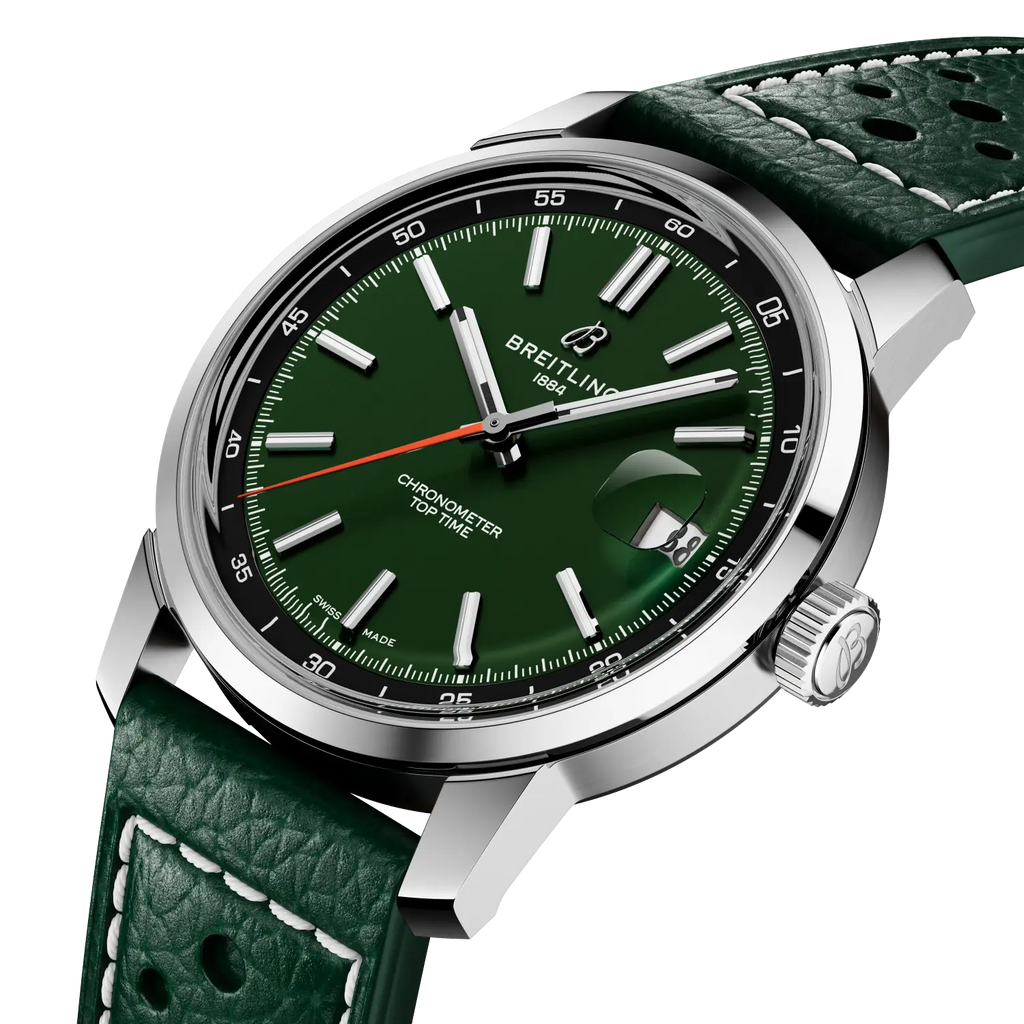 Breitling Top Time B31 38mm Watch with Green Leather Strap