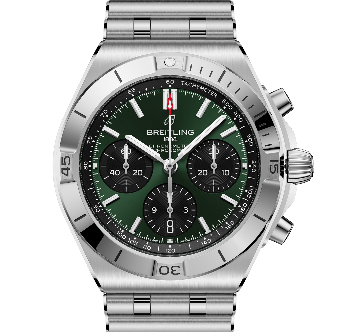 Breitling Chronomat B01 Chronograph 42 Watch with Green Panda Dial