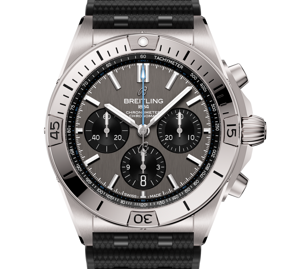 Breitling Chronomat B01 42 Watch with Black Rubber Rouleaux Strap