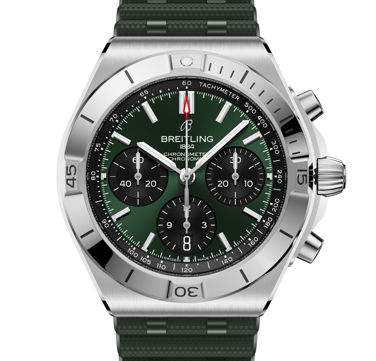 Breitling Chronomat B01 Chronograph 42 Watch with Green Rubber Strap