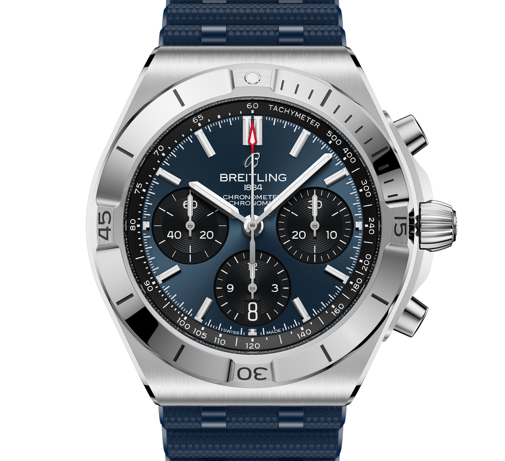 Breitling Chronomat B01 Chronograph 42 Watch with Blue Rubber Strap
