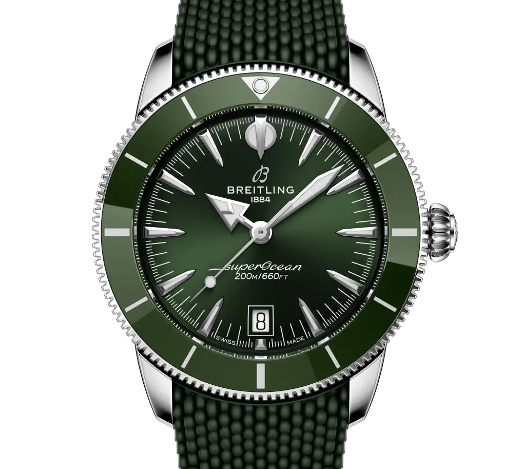 Breitling Superocean Heritage B31 Automatic 42 Watch with Green Rubber Strap